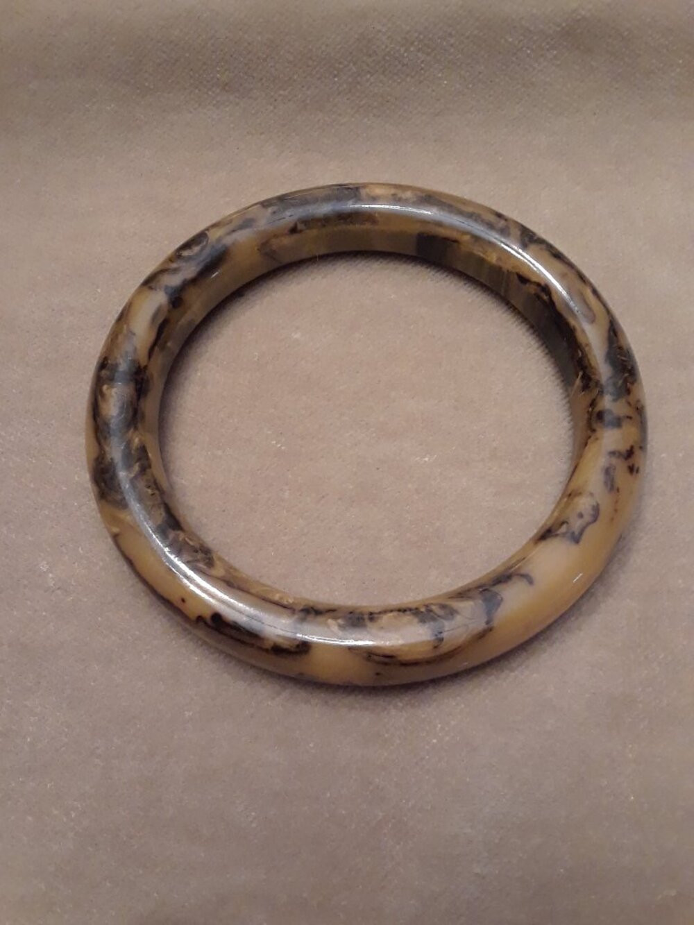 Beige & Black Acrylic Bangle Bracelet